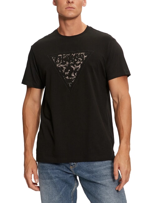 GUESS TRIANGLE T-Shirt mit gesticktem Logo-Patch jetbla - Herren-T-Shirts