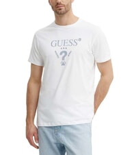 GUESS TRIANGLE Baumwoll-T-Shirt mit Aufdruck purweiß - Herren-T-Shirts - 1