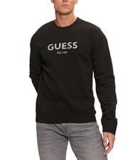 GUESS BOX Sweatshirt mit Logo-Stickerei in Metallic-Optik jetbla - Sweatshirts Herren - 1
