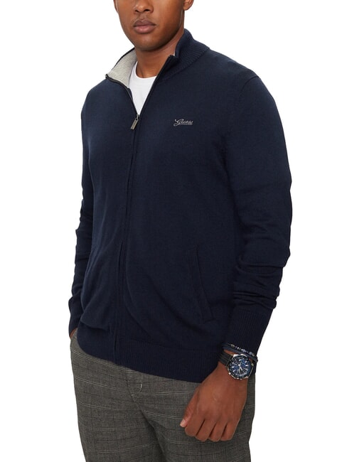 GUESS DARREL Rollkragen-Cardigan mit durchgehendem Reißverschluss smartblue - Herrenpullover