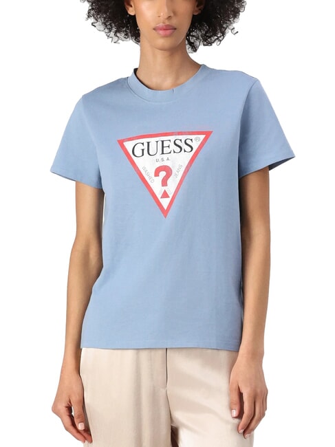 GUESS CLASSIC FIT LOGO T-Shirt mit Logo blaues Band - T-Shirts und Tops für Damen