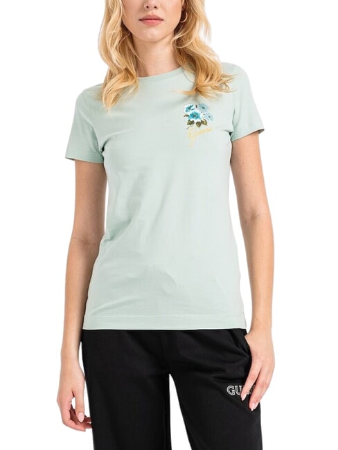 GUESS FLOWERS Stretch-T-Shirt weiche Minze - T-Shirts und Tops für Damen