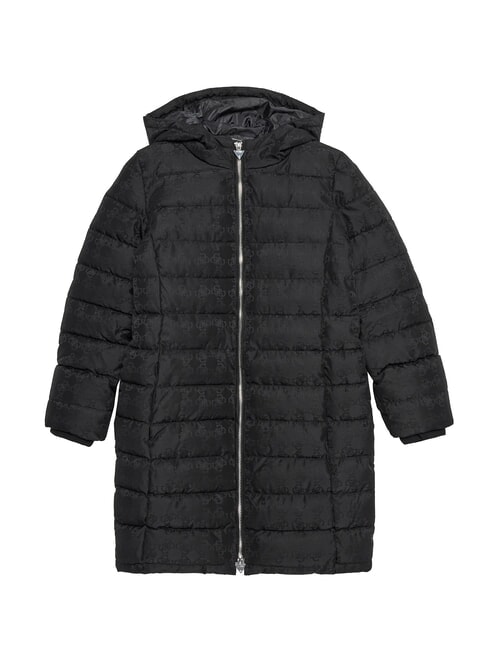 GUESS KIDS Pufferjacke mit langer Kapuze 4g schwarzer Jacquard - Kinder Jacken