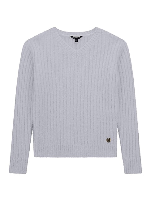GUESS KIDS Gerippter Pullover mit V-Ausschnitt arktischer Wind - Kinderpullover