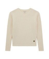 GUESS KIDS Gerippter Pullover mit V-Ausschnitt cremwhi - Kinderpullover - 1