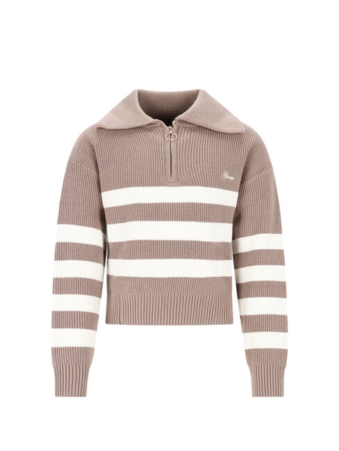 GUESS KIDS Gestreifte Strickjacke mit Reißverschluss braun weiße Streifen - Kinderpullover
