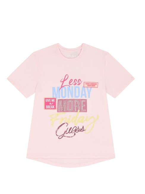 GUESS KIDS T-Shirt mit Strasssteinen und Pailletten Ballett rosa - Kinder-T-Shirt
