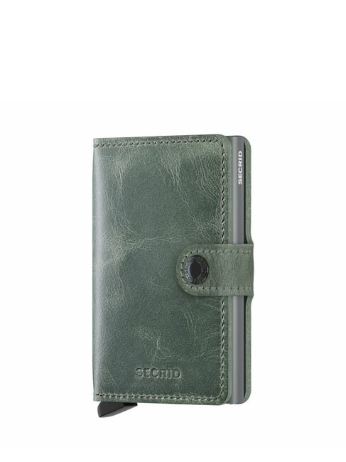 SECRID VINTAGE  Ledergeldbörse mit Kartenhalter aus Aluminium Salbei - Brieftaschen Herren