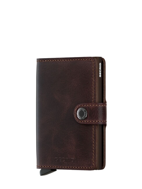 SECRID VINTAGE  Ledergeldbörse mit Kartenhalter aus Aluminium Schokolade - Brieftaschen Herren