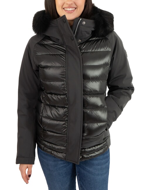 COLMAR PURENESS Daunenjacke aus zwei Materialien mit Kapuze Schwarz - Daunenjacken für Damen