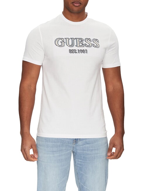 GUESS SS CN LOGO Baumwoll-T-Shirt purweiß - Herren-T-Shirts