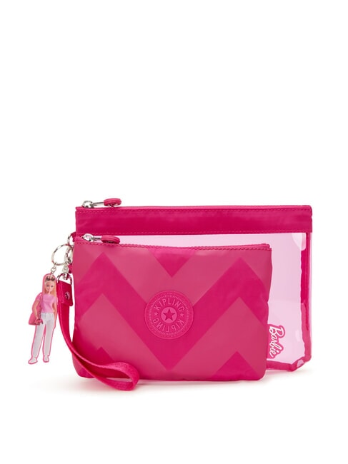 KIPLING DUO POUCH L X BARBIE Zwei Reißverschlusstaschen Powerrosa transparent - Taschen und Accessoires für Kids