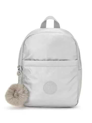 KIPLING MARLEE BP Kleiner Metallic-Rucksack Platin M GG - Damentaschen