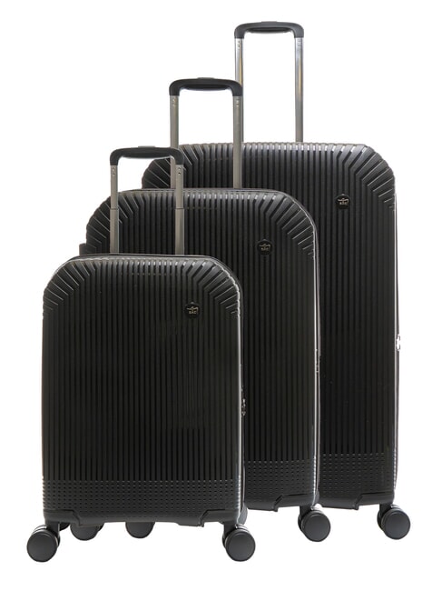 LESAC LIGHT POP 2 3er-Set Trolleys: Kabine, mittel und groß erweiterbar Schwarz - Trolleyset