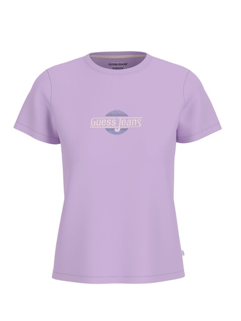 GUESS JEANS SS CN REGULAR Kurzärmeliges T-Shirt lila Blume - T-Shirts und Tops für Damen