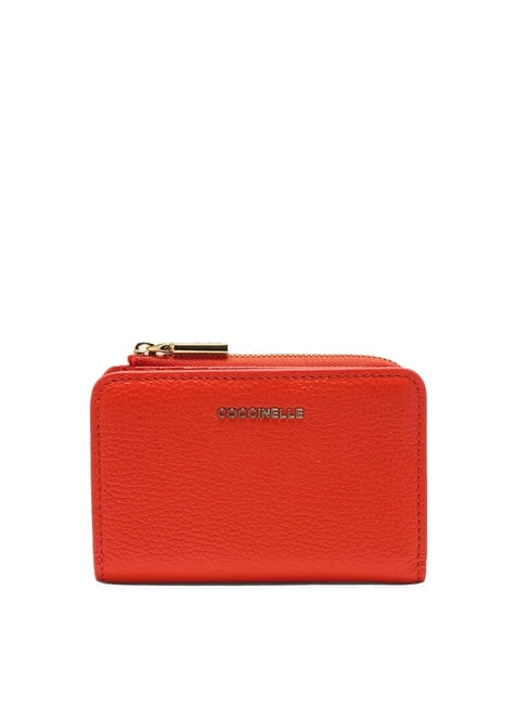 COCCINELLE METALLIC SOFT Kleine Geldbörse aus Leder Gazpacho - Brieftaschen Damen
