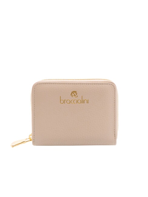 BRACCIALINI BASIC Kleine Lederbrieftasche mit Rundum-Reißverschluss Gesichtspuder - Brieftaschen Damen