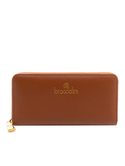 BRACCIALINI BASIC Große Lederbrieftasche mit Rundum-Reißverschluss braun - Brieftaschen Damen
