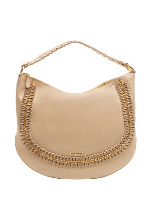 BRACCIALINI NAOMI Hobo-Tasche aus Leder mit Kette Beige - Damentaschen