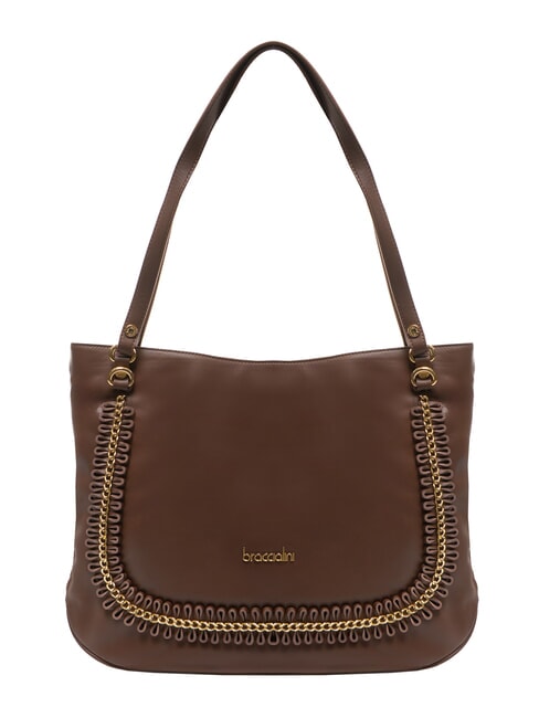 BRACCIALINI NAOMI Umhängetasche aus Leder mit Kette braun - Damentaschen