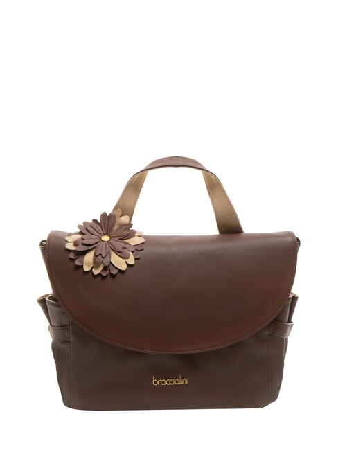 BRACCIALINI SOFIA Lederhandtasche mit Blume braun - Damentaschen