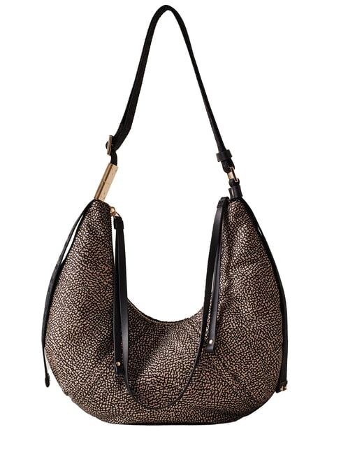 BORBONESE FOLD  Weiche Umhängetasche OP / NATUR / SCHWARZ - Damentaschen