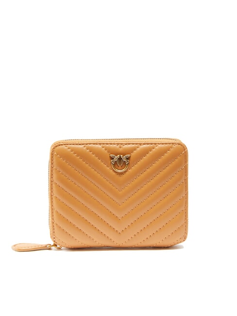 PINKO TAYLOR Quilted Geldbörse mit umlaufendem Reißverschluss Nougat-Antikgold - Brieftaschen Damen