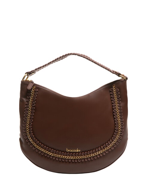 BRACCIALINI NAOMI Hobo-Tasche aus Leder mit Kette braun - Damentaschen