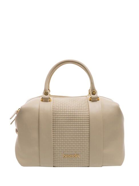 BRACCIALINI NAOMI Geflochtene Kofferraumtasche aus Leder Beige - Damentaschen