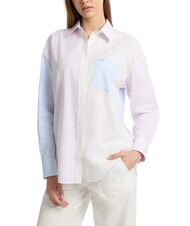 GUESS JEANS LS OVERSIVE POCKETS Lockeres gestreiftes Hemd - Damenblusen