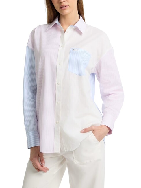 GUESS JEANS LS OVERSIVE POCKETS Lockeres gestreiftes Hemd gestreift mehrfarbig - Damenblusen