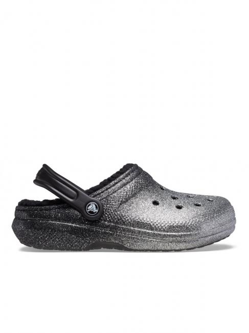 CROCS CLASSIC GLITTER LINED CLOG Gepolsterter Sabot schwarz/silber - Damenschuhe