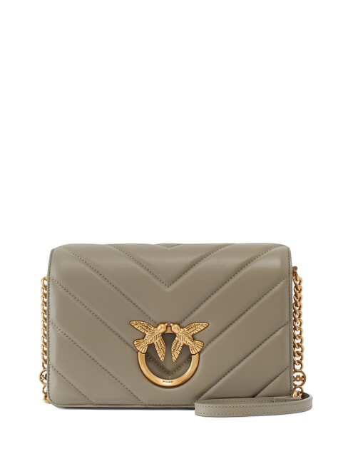 PINKO LOVE CLICK CLASSIC Gesteppte Ledertasche Walnuss-Antikgold - Damentaschen