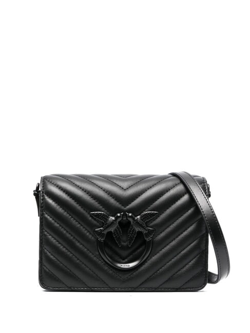 PINKO LOVE CLICK CHEVRON Mini-Schultertasche aus Leder schwarze Limousinenblockfarbe - Damentaschen