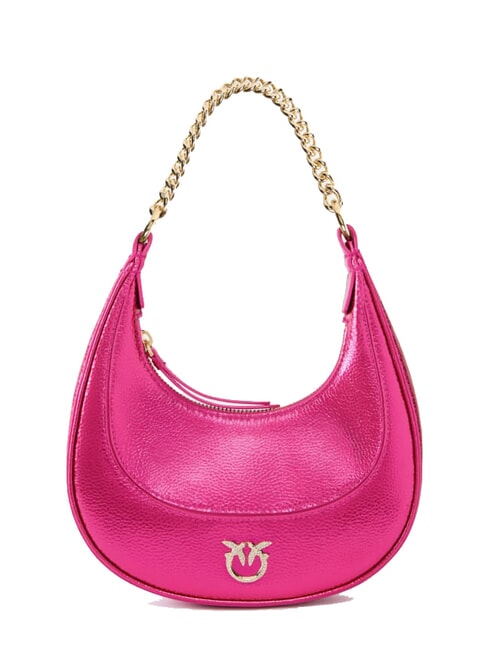 PINKO BRIOCHE Schultertasche aus Metallic-Leder metallisches Fuchsia-Gold - Damentaschen