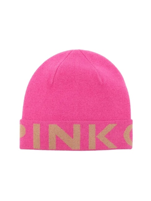 PINKO CALAMARO Jacquard-Logo-Cap Fuchsie/Kamel - Mützen/Hüte