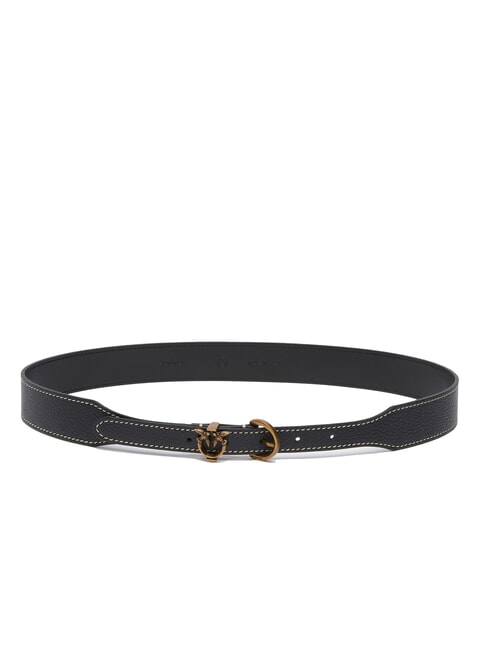 PINKO TAMBORIL Gürtel aus getrommeltem Leder schwarz-antikgold - Gürtel