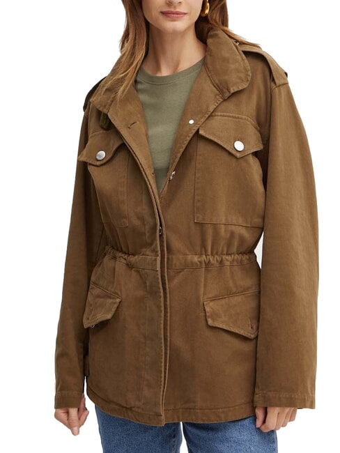 PINKO DIATONIA Jeansjacke mit Kordelzug dunkles Olivgrün - Damenjacken