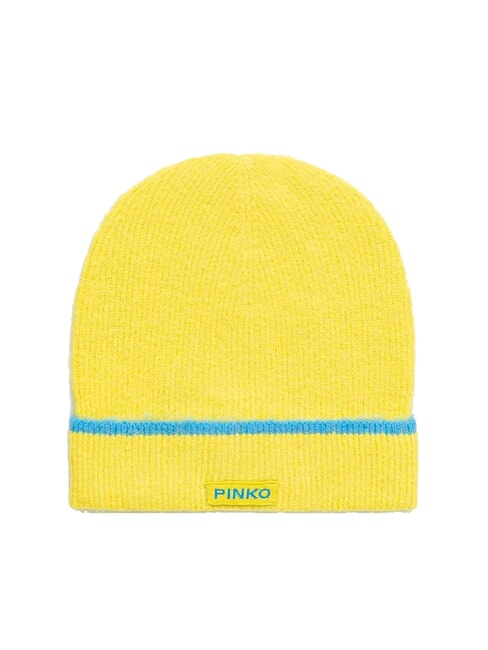 PINKO SERRADE Beanie-Mütze mit Umschlag gelb/blau - Mützen/Hüte