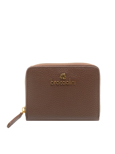 BRACCIALINI BASIC Kleine Brieftasche aus Leder mit Rundum-Reißverschluss dunkelbraun - Brieftaschen Damen