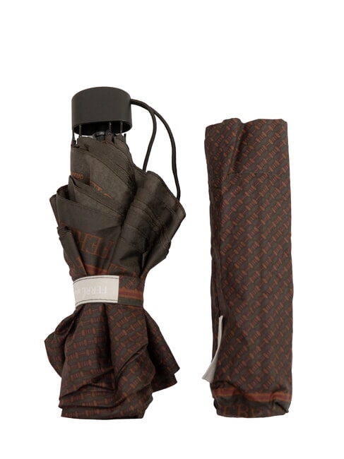 FERRÈ MINI Winddichter manueller Regenschirm braune Krawatte 02 - Regenschirme