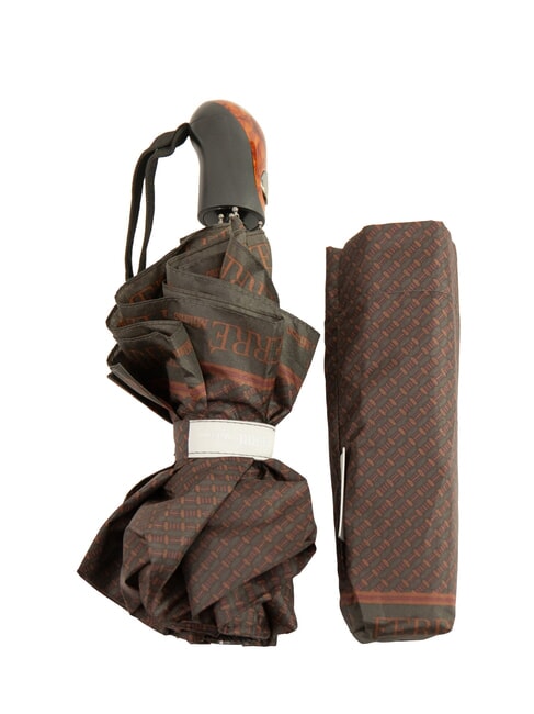 FERRÈ MINI Winddichter Taschenschirm braune Krawatte 02 - Regenschirme