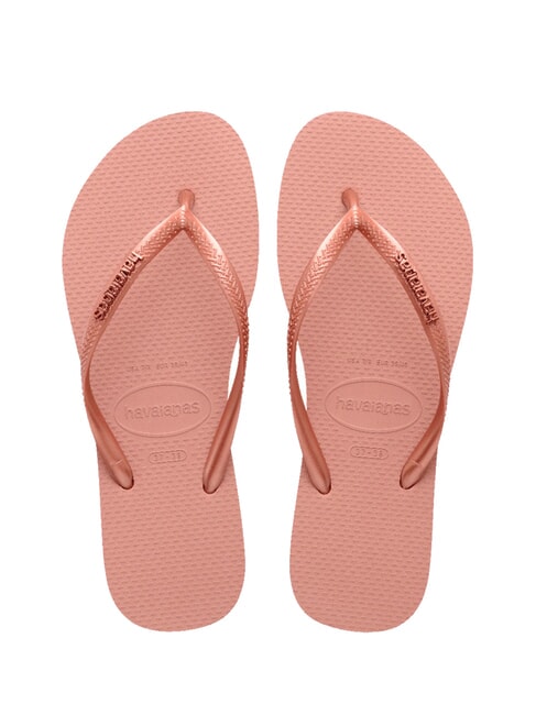HAVAIANAS SLIM LOGO Flip Flops Krokusrose/goldenes Rouge - Damenschuhe