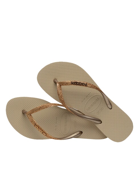 HAVAIANAS SLIM GLITTER II Flip-Flops Sand/Goldhellmetallic - Damenschuhe