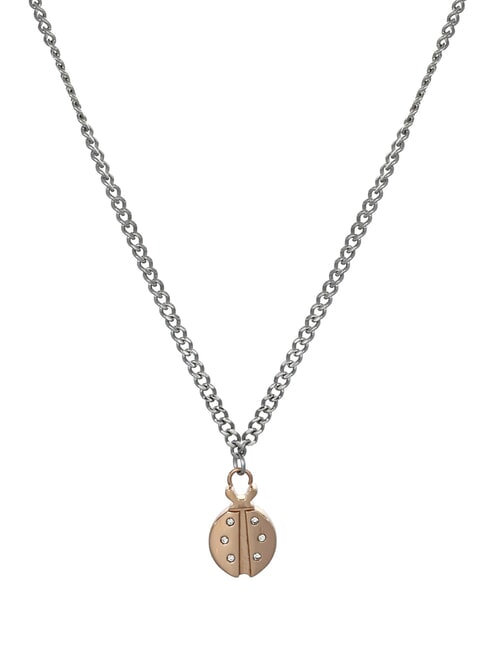 AMEN ACCIAIO Marienkäfer-Halskette Stahl/Rosen - Halsketten