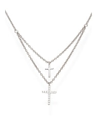 AMEN DIAMONDS Silberne Halskette mit zwei Kreuzen - Halsketten