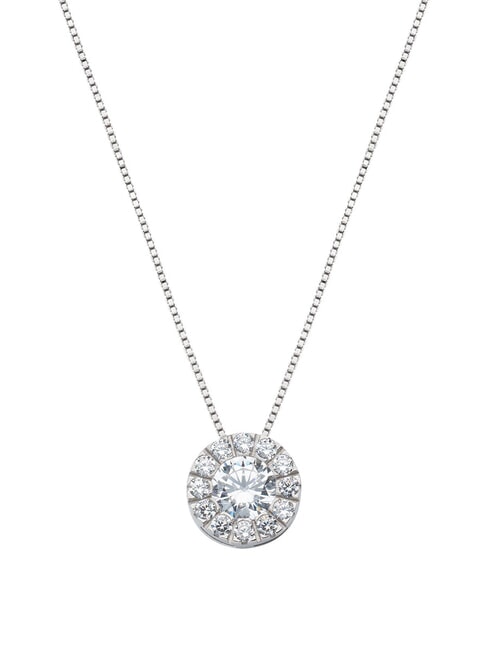 AMEN DIAMONDS Silberne Halskette mit rundem Anhänger Rhodium - Halsketten