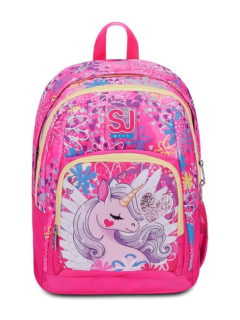 SJGANG ADVANCED UNICORN LED Rucksack mit zwei Fächern SCHWARZ GESTREIFTER WALD - Rucksäcke für Schule &amp; Freizeit