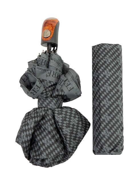 FERRÈ MINI Winddichter Taschenschirm graue Krawatte 03 - Regenschirme