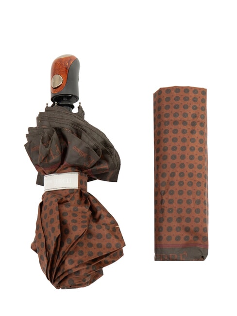 FERRÈ MINI Winddichter Taschenschirm braune Krawatte 01 - Regenschirme